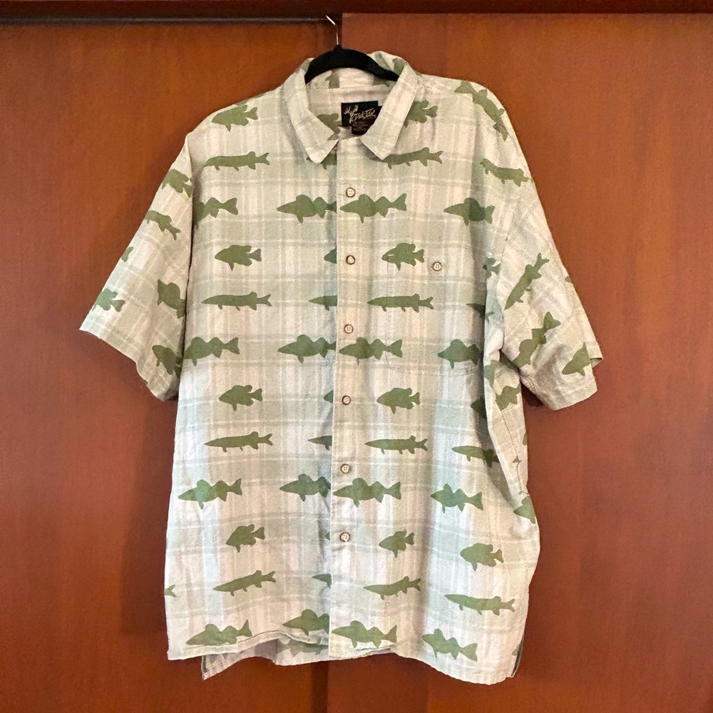 Dick Idol fish print button down shirt